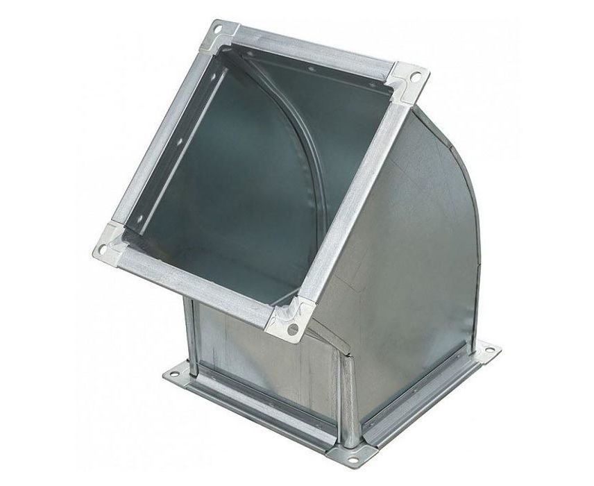 Отвод 45 прямоугольный 500х500 мм. на шине из оцинкованной стали