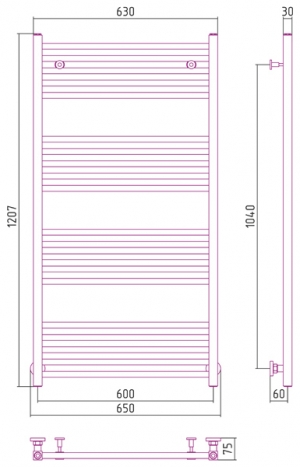 Полотенцесушитель водяной Сунержа Модус 1200x600